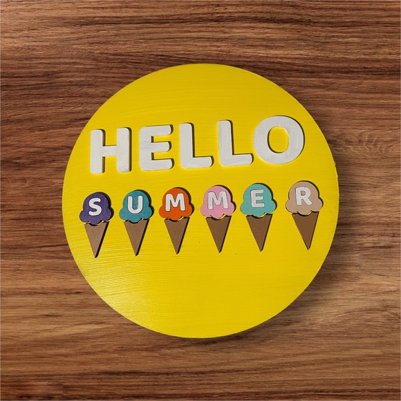 Summer Door Hanger | Hello Summer Door Hanger | Door Wreath | Summer Home Decor - Picture 4 of 4